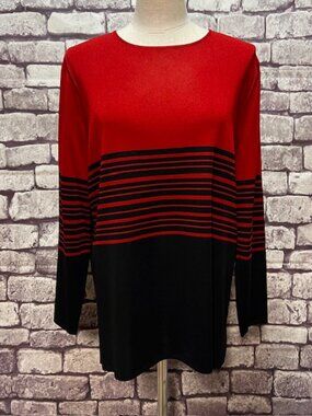 Pleinair Red & Black Round Neck Long Sleeve Pullover Size XL